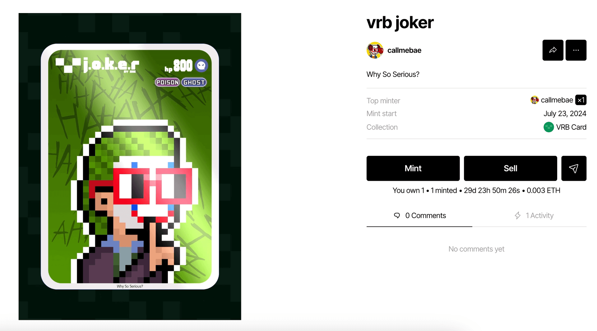 VRB CARD J.O.K.E.R